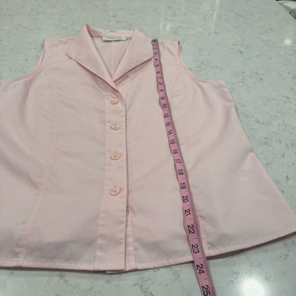Calvin Klein Light Pink Sleeveless Women's 12 (L/XL) Shirt Blouse 100% Cotton - Picture 8 of 8